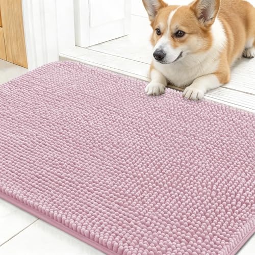 OLANLY Dog Door Mat for Muddy Paws 24x16, Super Absorbent Chenille Mud Mat