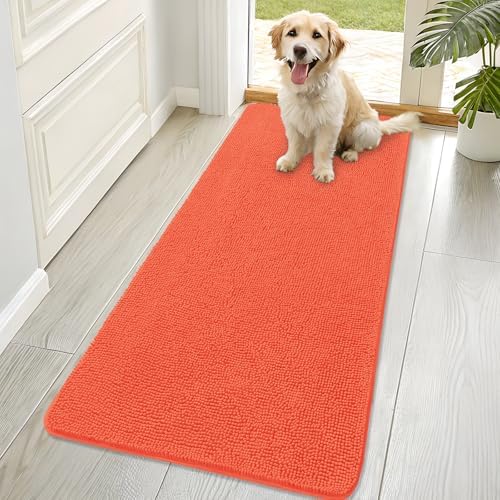 OLANLY Dog Door Mat for Muddy Paws 70x32, Super Absorbent Chenille Mud Mat