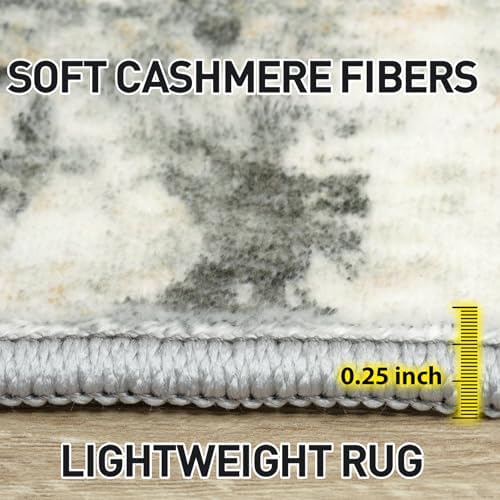 6x9 Area Rugs for Living Room: Washable Abstract Grey Brown Bedroom Carpet