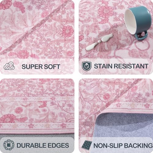 6x9 Washable Area Rugs for Living Room Soft Carpet (Pink)