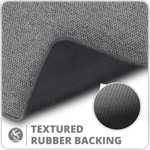 Bosap Bath Mat,Ultra Thin Bathroom Runner Rugs,Large Bath Mats for Bathroom,Quick Dry,Non-Slip,Machine Washable,Low Pile,Bath Rug,Shower Outside,Sink,Home Decor Accessories.Dark Grey,2'x5'（24x60inch）
