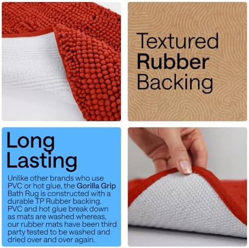 GORILLA GRIP Bath Rug Mat for Bathroom, Thick Chenille, 36x24 Sunset Orange