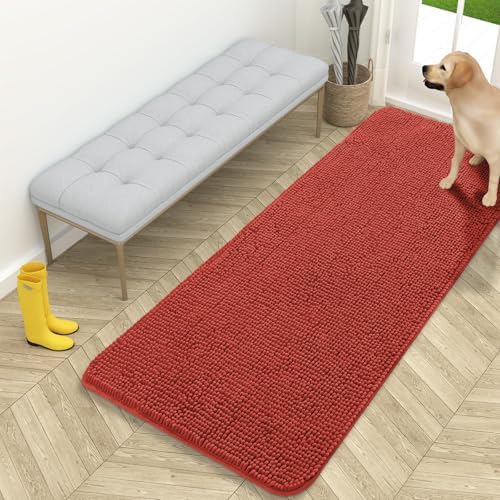 OLANLY Dog Door Mat for Muddy Paws 59x24, Super Absorbent Chenille Mud Mat