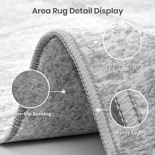 Valenrug Washable Rugs 5x7, Non Slip Large Area Rugs for Living Room, Grey
