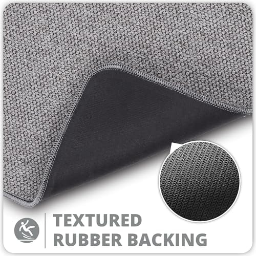 Bosap Bath Mat,Ultra Thin Bathroom Runner Rugs,Large Bath Mats for Bathroom,Quick Dry,Non-Slip,Machine Washable,Low Pile,Bath Rug,Shower Outside,Sink,Home Decor Accessories.Grey,1'9"x3'11"（21x47inch）