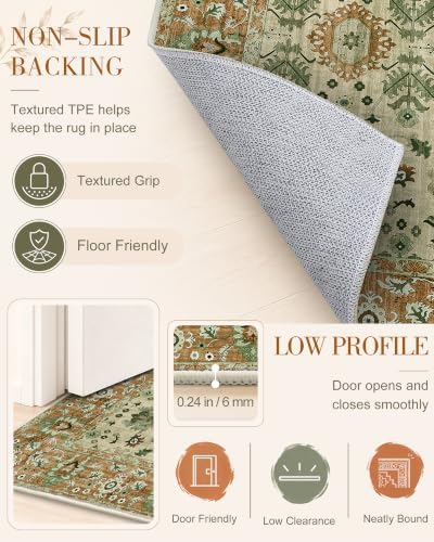 OLANLY 2x6 Washable Runner Rug, Soft Non Slip Carpet for Hallway Kitchen