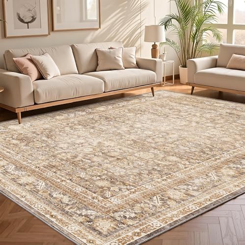 OPPODREAM Vintage Beige Area Rugs 6x9, Washable Rug for Living Room