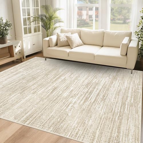 6x9 Area Rugs for Living Room: Washable Moroccan Geometric Boho Rug Farmhouse Non Slip Stain Resistant Large Rug Low Pile Soft Carpet for Bedroom Dining Room Home Office Children Room (Camel,6'x9')