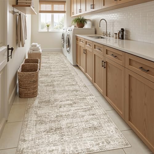 Soalmost Hallway Runner Rug 2'6"x10' Non-Slip Runners for Kitchen Brown