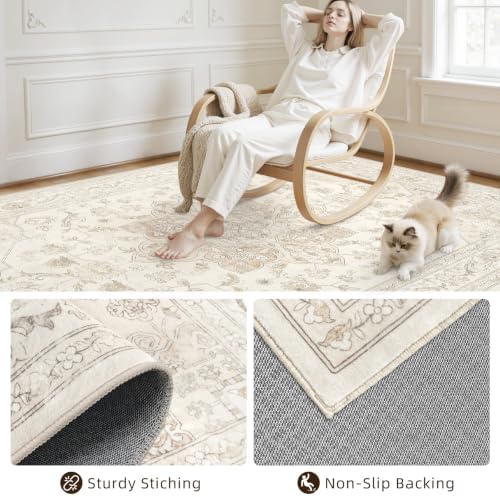 2x14 Hallway Washable Runner Rug: Kitchen Carpet Beige White