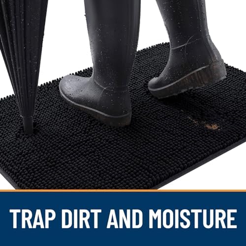 OLANLY Dog Door Mat for Muddy Paws 50x30, Super Absorbent Chenille Mud Mat