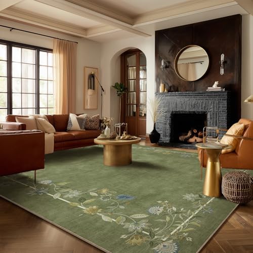 10x12 Area Rugs for Living Room: Washable Bedroom Rug Non Slip Large Carpet
