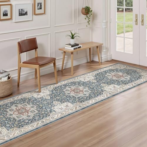 cotiled 2x6 Hallway Runner Rug for Entryway, Non-Slip Vintage, Vintage Blue