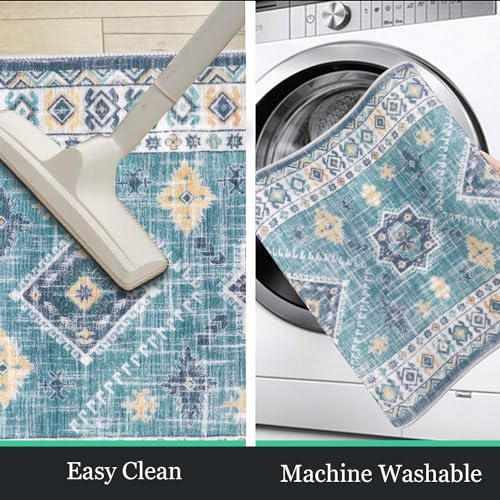 HEBE Boho Kitchen Rugs Set of 3, Non Slip Washable Kitchen Mats for Floor