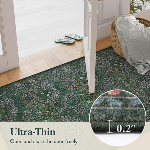 Lahome Floral Washable Round Rugs, Non-Slip Soft Circle Round Rug 4ft