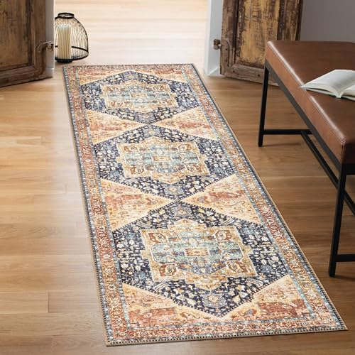 Keen Home Design Vintage Washable Runner Rug, Non-Slip Low Pile, 2x7