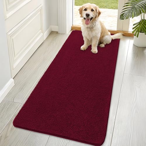 OLANLY Dog Door Mat for Muddy Paws 70x32, Super Absorbent Chenille Mud Mat