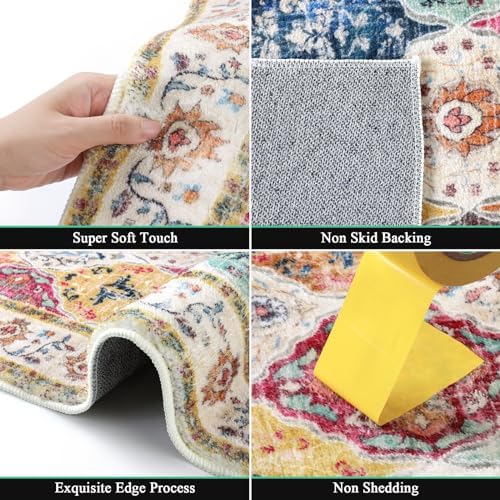 HEBE Hallway Runner Rug 2'8''x8', Washable Non Slip Kitchen Rug Runner