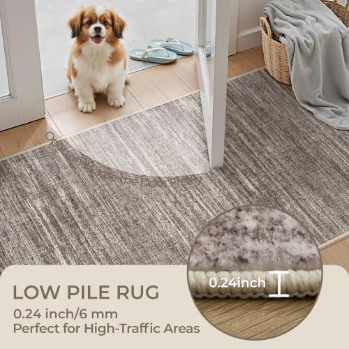 2x8 Runner Rug Non Slip,Washable Hallway Runner Rug,Brown