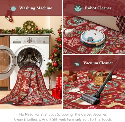 Rugxara Christmas 2x6 Runner Rug for Hallway Kitchen Entryway, Red