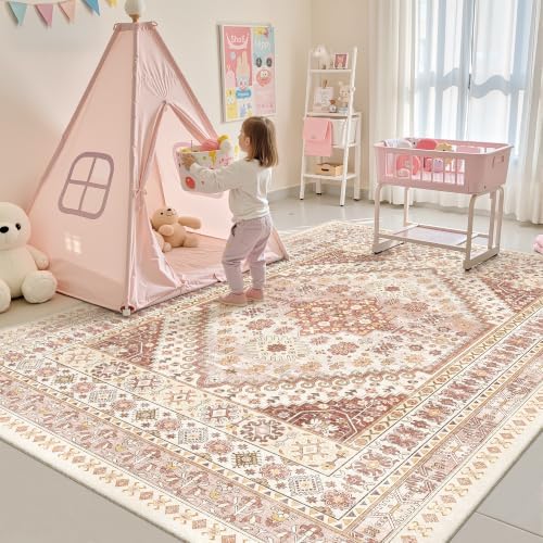 zesthome Red Nursery Rugs for Girls Room-5x7 Area Rugs for Living Room