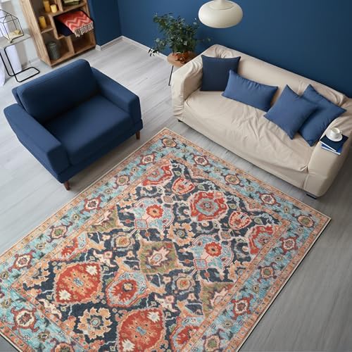 Keen Home Design Vintage Washable Area Rug, Non-Slip Low Pile, 5x7