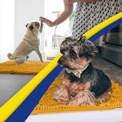 Muddy Mat® | Super Water Absorbent Door Mat Indoor, Microfiber Quick Dry Chenille Entryway Rug, Slip Resistant Front Door Mat, Indoor Mats for Entryway, Machine Washable Pet Rug, Gold 3ft x 3ft