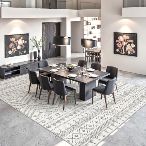 Miukiki 8x10 Area Rug for Living Room, Washable Soft Non Slip Rug Grey