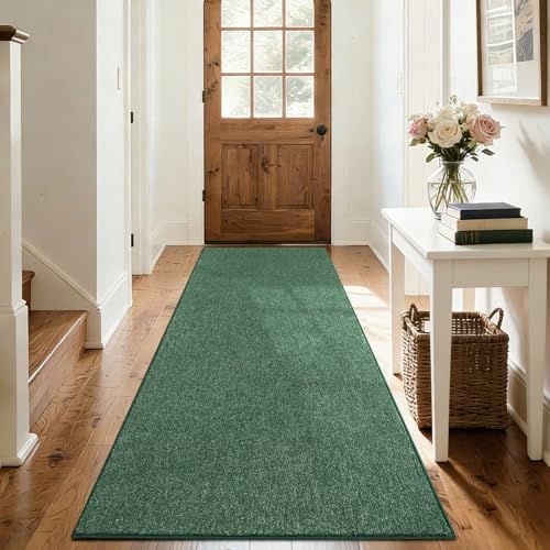 2x8 Green/White Runner Rug Non-Slip Washable for Hallway Kitchen Bedroom