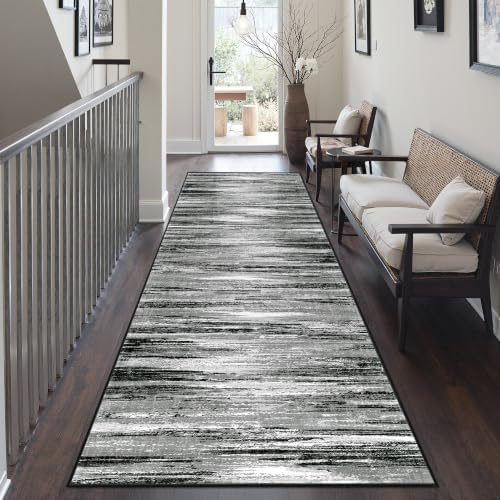 2'6 x 8' Runner Rug Non Slip,Washable Kitchen Rugs,Black