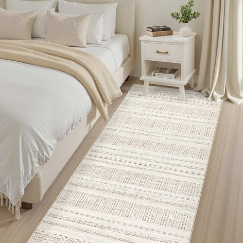 cotiled Hallway 3x10 Runner Rugs Washable Boho Rug Brown Cream