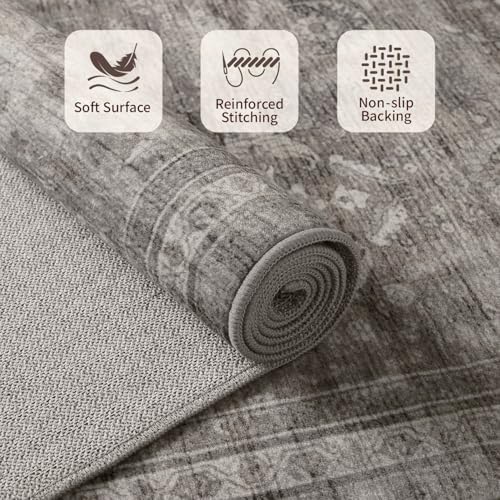 Rugxara 2x5 Washable Runner Rug for Hallway Kitchen Entryway, Taupe/Grey