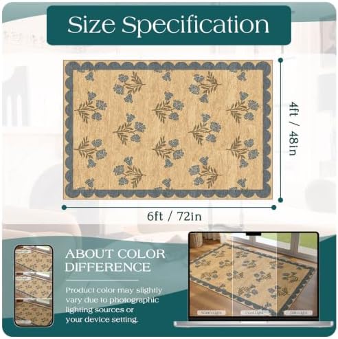 4x6 Covered Outdoor Patio Rug - Washable Front Door Mat Entry Rug