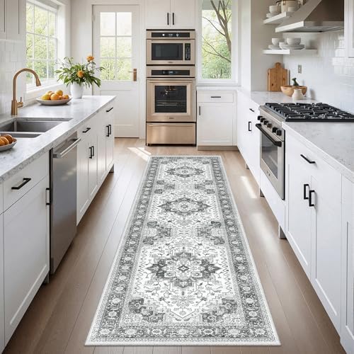 Washable 2x6 Hallway Runner Rug Grey,Vintage Kitchen Rug Entryway Carpet