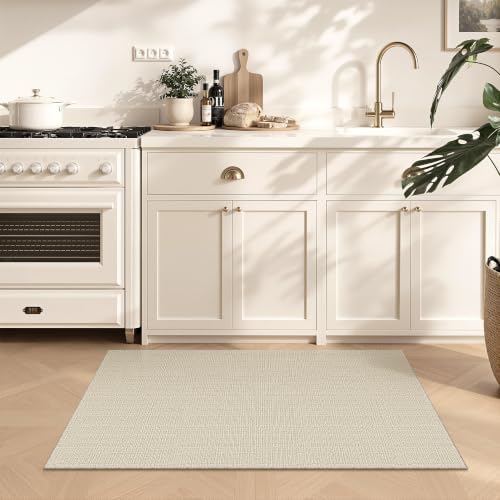 Valenrug 2x3 Entryway Rug Non Slip, High-Low Pile Washable Area Rug, Beige