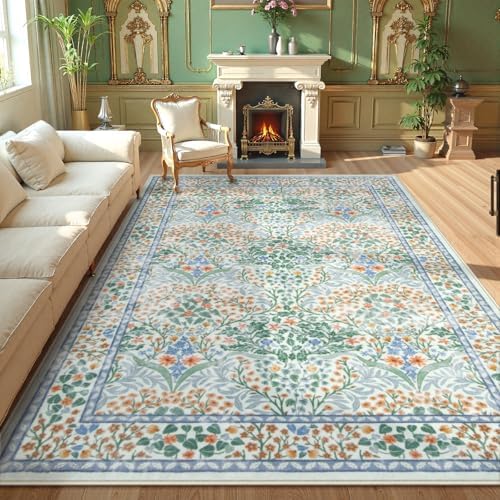 Lahome Washable Rugs 8x10, Soft Green 8x10 Rugs for Living Room Bedroom