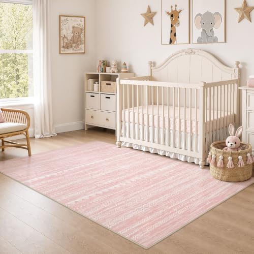 Nakagishi Boho 4x6 Pink Area Rug Living Room Rugs Machine Washable