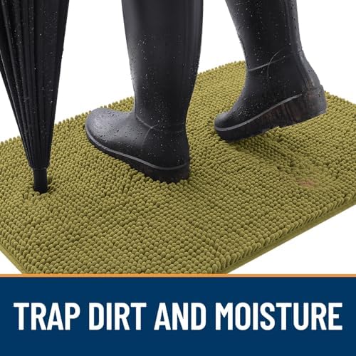 OLANLY Dog Door Mat for Muddy Paws 47x20, Super Absorbent Chenille Mud Mat