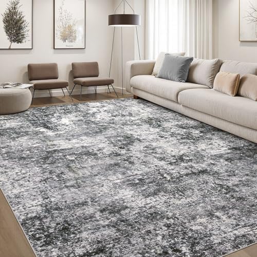DMOYEST Area Rug Living Room Rugs 10x14 Washable Abstract Grey Carpet