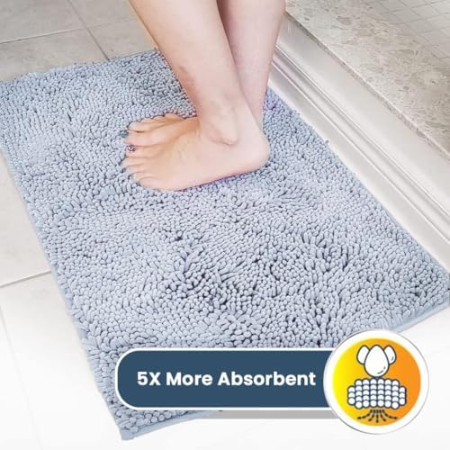 Muddy Mat® | Super Water Absorbent Door Mat Indoor, Microfiber Quick Dry Chenille Entryway Rug, Slip Resistant Front Door Mat, Indoor Mats for Entryway, Machine Washable Pet Rug, Baby Blue 24" x 44"