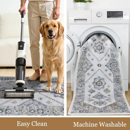 HEBE Boho Kitchen Rugs Set of 3, Non Slip Washable Kitchen Mats for Floor