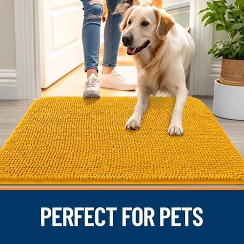 OLANLY Dog Door Mat for Muddy Paws 45x27, Super Absorbent Chenille Mud Mat