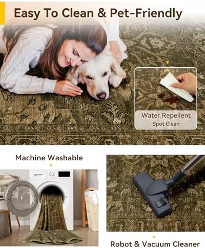 RELEANY Washable Area Rug, Small 2'x4', Brown/Dark Brown