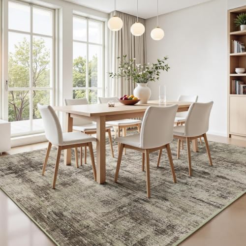 Lofus 8x10 Area Rug for Living Room, Abstract Washable Large Rugs, Brown