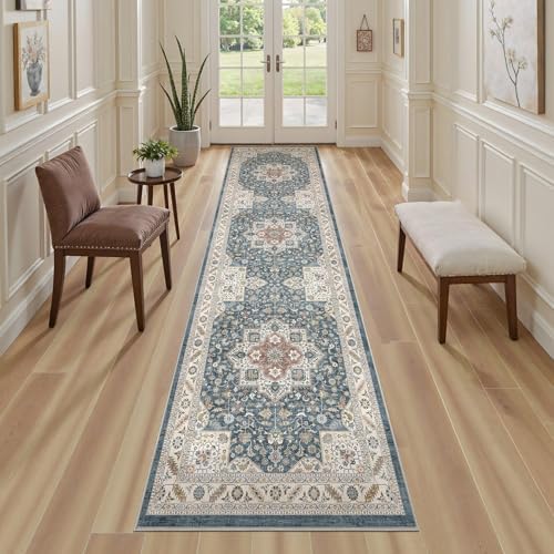 cotiled 2x6 Hallway Runner Rug for Entryway, Non-Slip Vintage, Vintage Blue