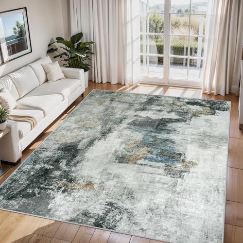 6x9 Area Rugs for Living Room Washable Bedroom Dining Room Black Gold