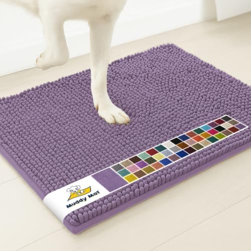 Muddy Mat® | Super Water Absorbent Door Mat Indoor, Microfiber Quick Dry Chenille Entryway Rug, Slip Resistant Front Door Mat, Indoor Mats for Entryway, Machine Washable Pet Rug, Lavender 36" x 72"