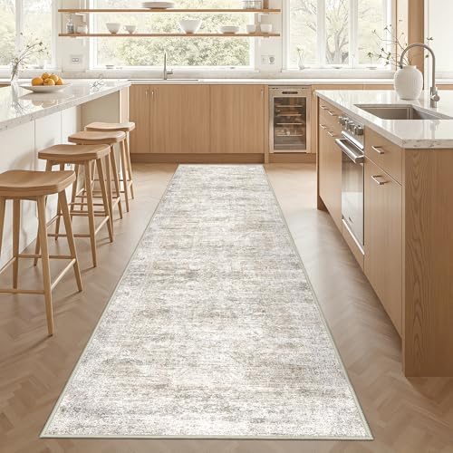 3x10 Runner Rug Non Slip,Washable Hallway Runner Rug,Taupe