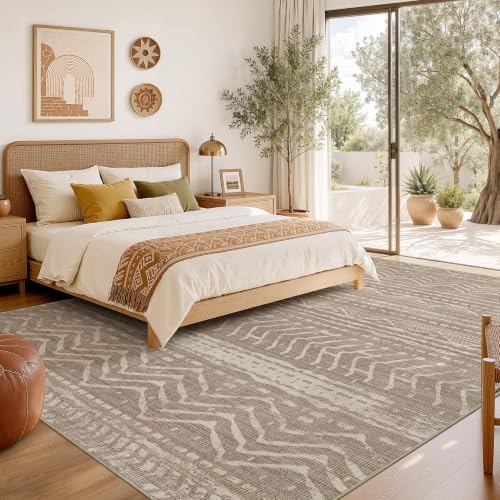 Nakagishi Boho 7x9 Area Rug Living Room Rugs Machine Washable Dark Brown