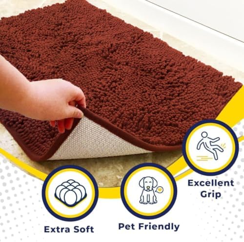 Muddy Mat® | Super Water Absorbent Door Mat Indoor, Microfiber Quick Dry Chenille Entryway Rug, Slip Resistant Front Door Mat, Indoor Mats for Entryway, Machine Washable Pet Rug, Terracotta 32" x 44"